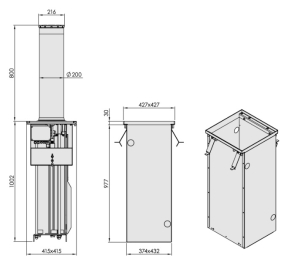 BOLARD HIDRAULIC, H 800 MM, INOX